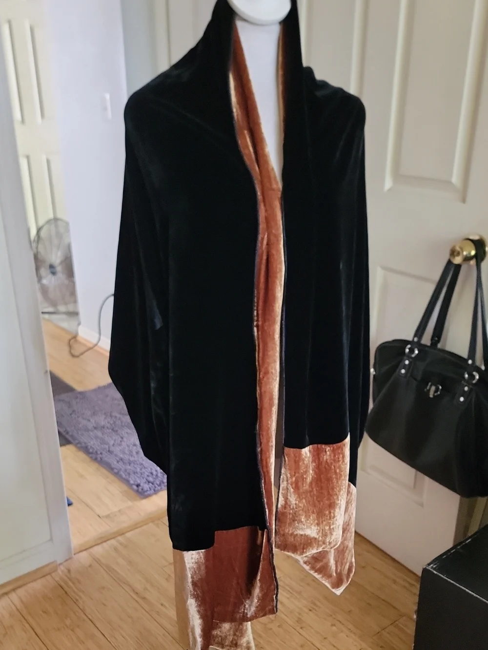 Luxurious Brown Velvet Shawl, Wrap, Throw -